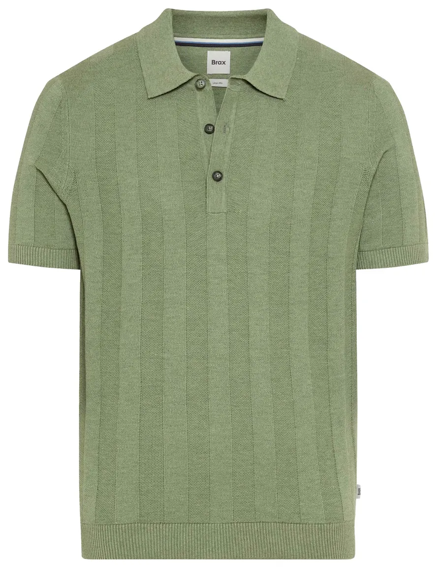 Brax poloshirt groen gestreept katoen