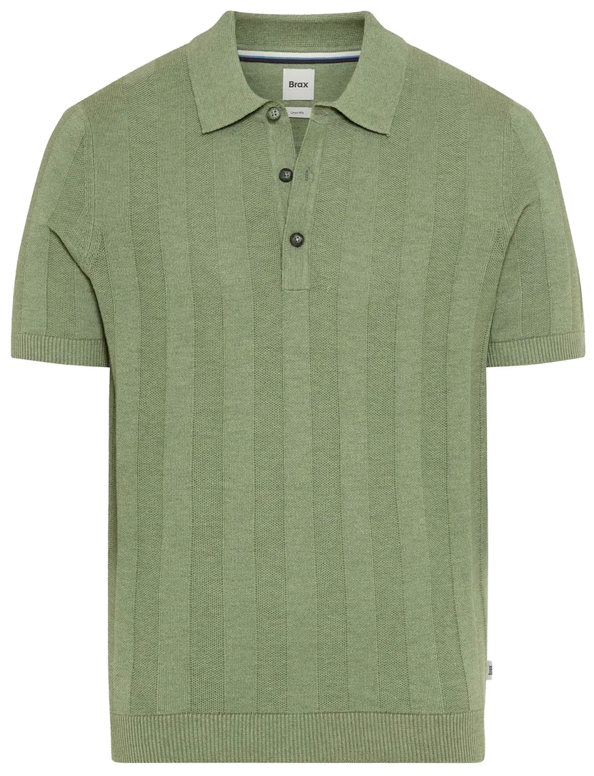 Brax poloshirt groen katoen gestreept normale fit