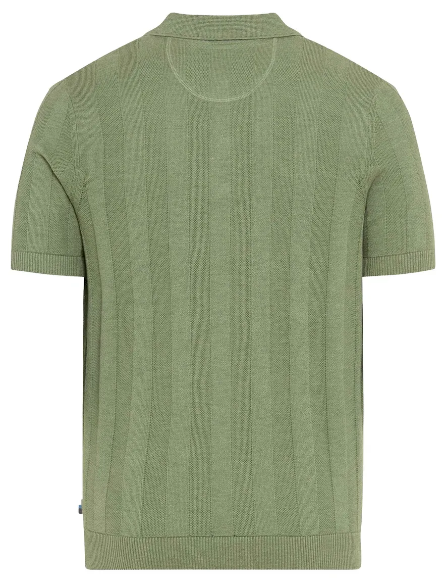 Brax poloshirt groen gestreept katoen