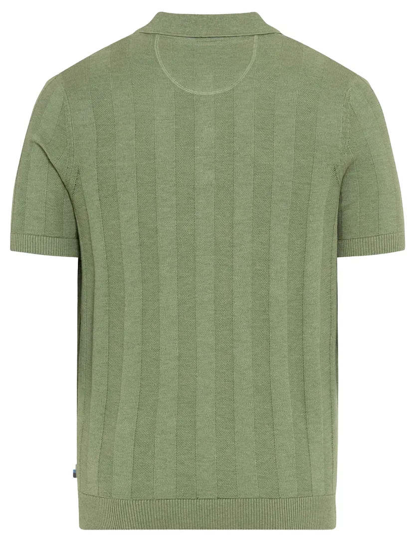 Brax poloshirt groen katoen gestreept normale fit