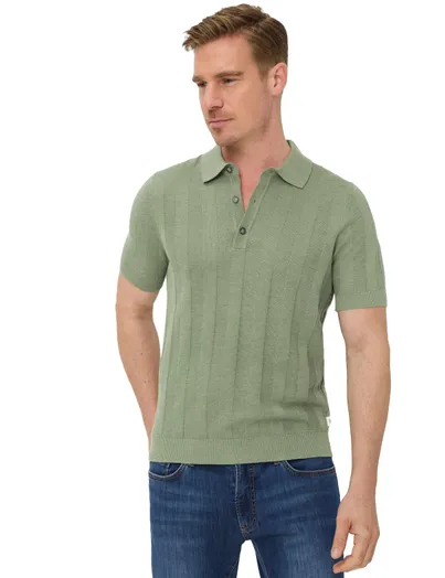 Brax Brax poloshirt groen gestreept katoen