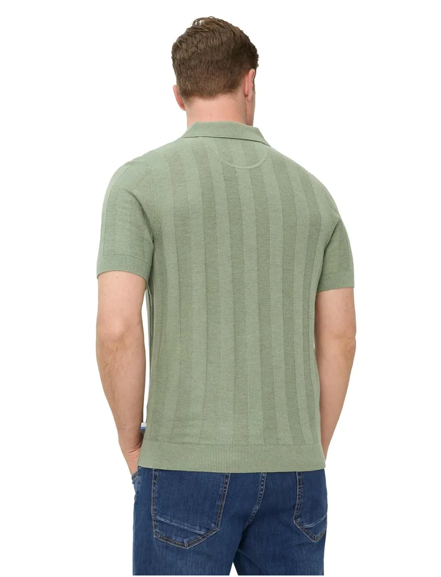 Brax poloshirt groen gestreept katoen