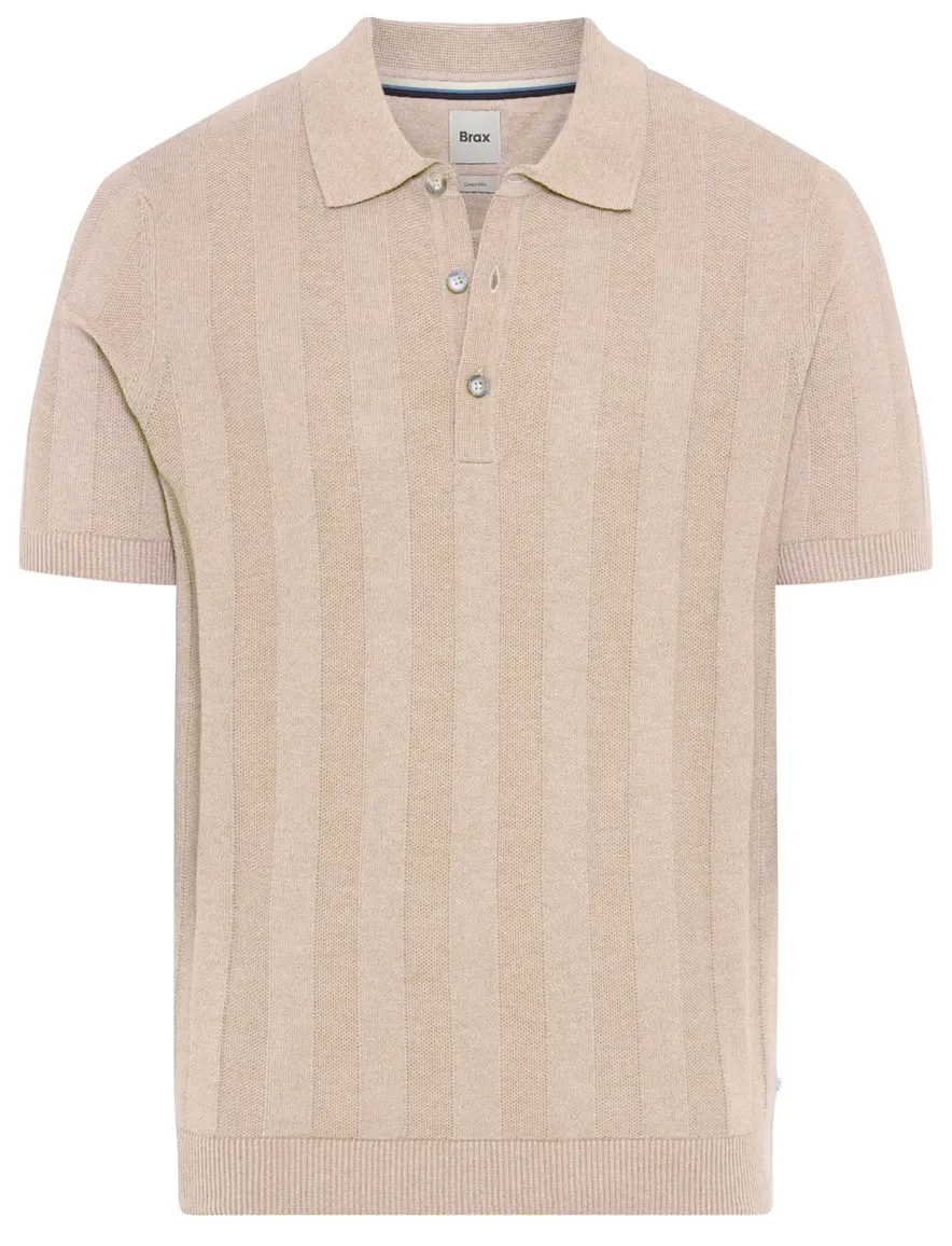 Brax poloshirt beige gestreept katoen