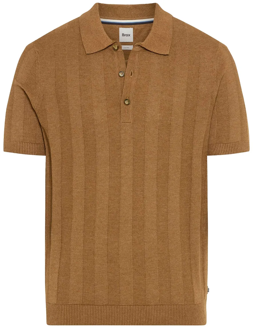 Brax poloshirt camel gestreept