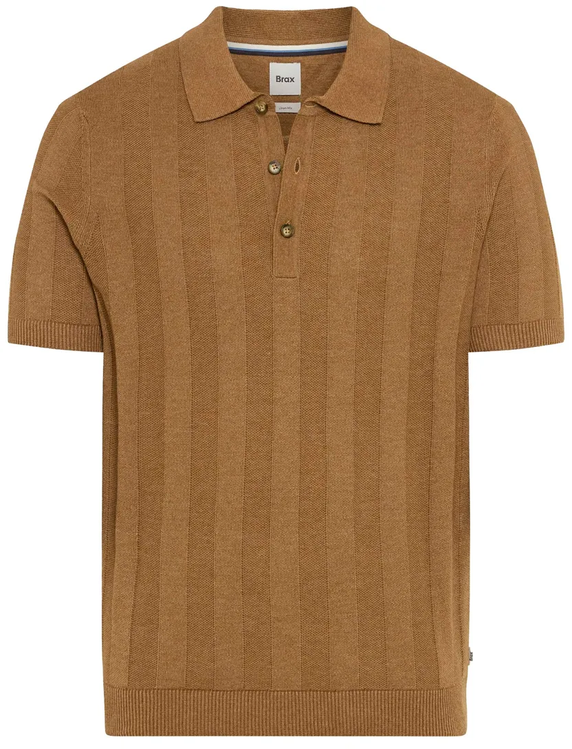 Brax poloshirt camel strepen katoen normale fit