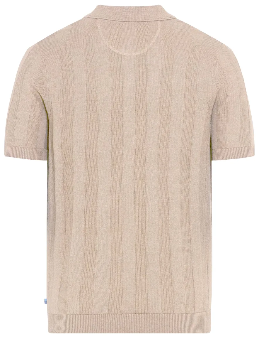 Brax poloshirt beige gestreept katoen