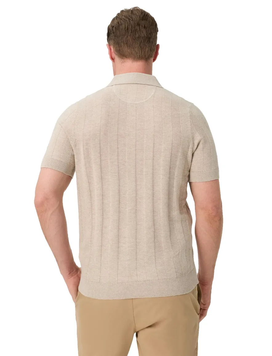 Brax poloshirt beige katoen gestreept