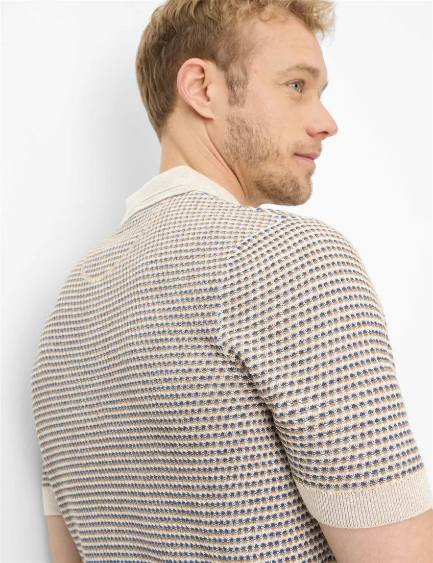 Brax beige polo geprint katoen normale fit
