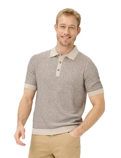 Brax Brax beige polo geprint katoen normale fit