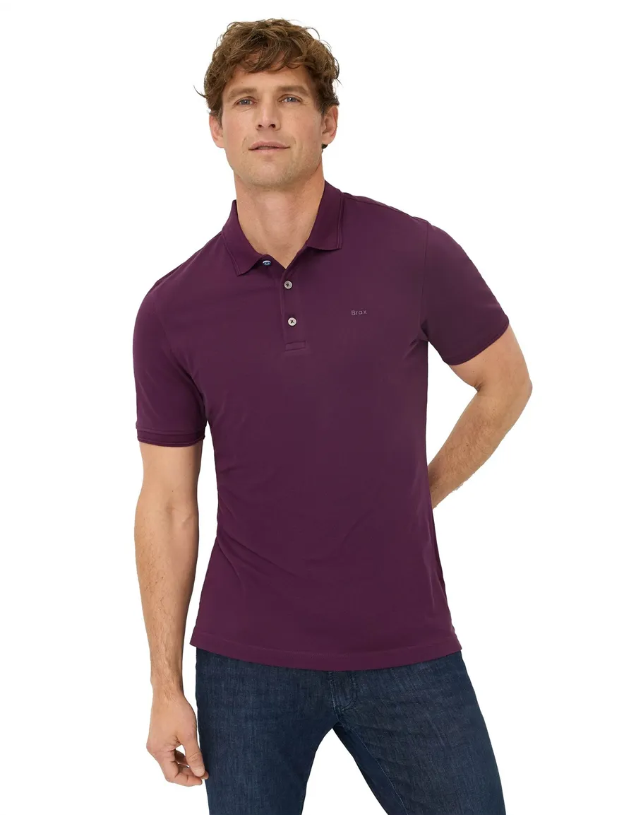 Brax poloshirt paars katoen normale fit korte mouw
