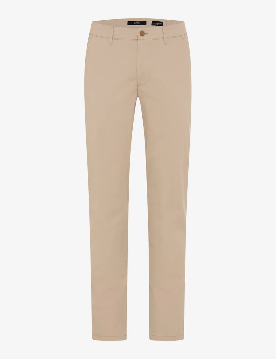 Beige pantalon Eurex flatfront katoen normale fit