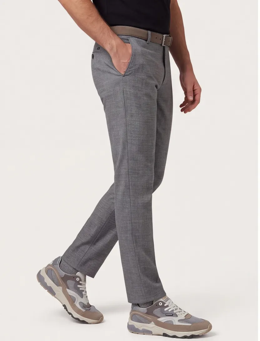 Pantalon Eurex grijs gemeleerd flatfront model normale fit