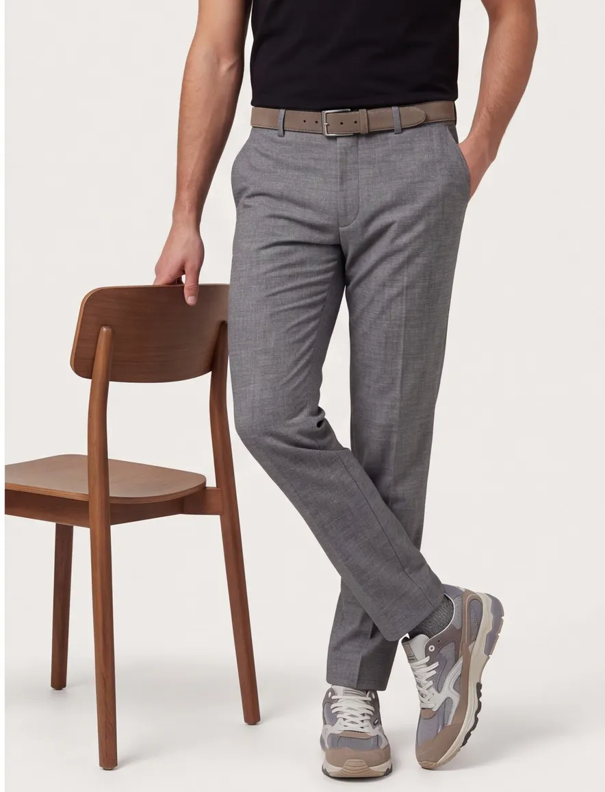Grijze pantalon gemeleerd Eurex normale fit