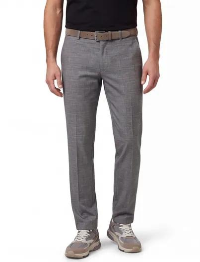 Eurex Pantalon Eurex grijs gemeleerd flatfront model normale fit