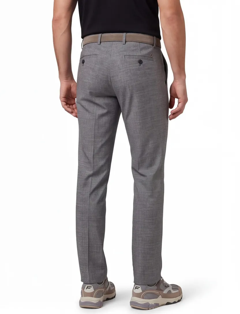 Pantalon Eurex grijs gemeleerd flatfront model normale fit