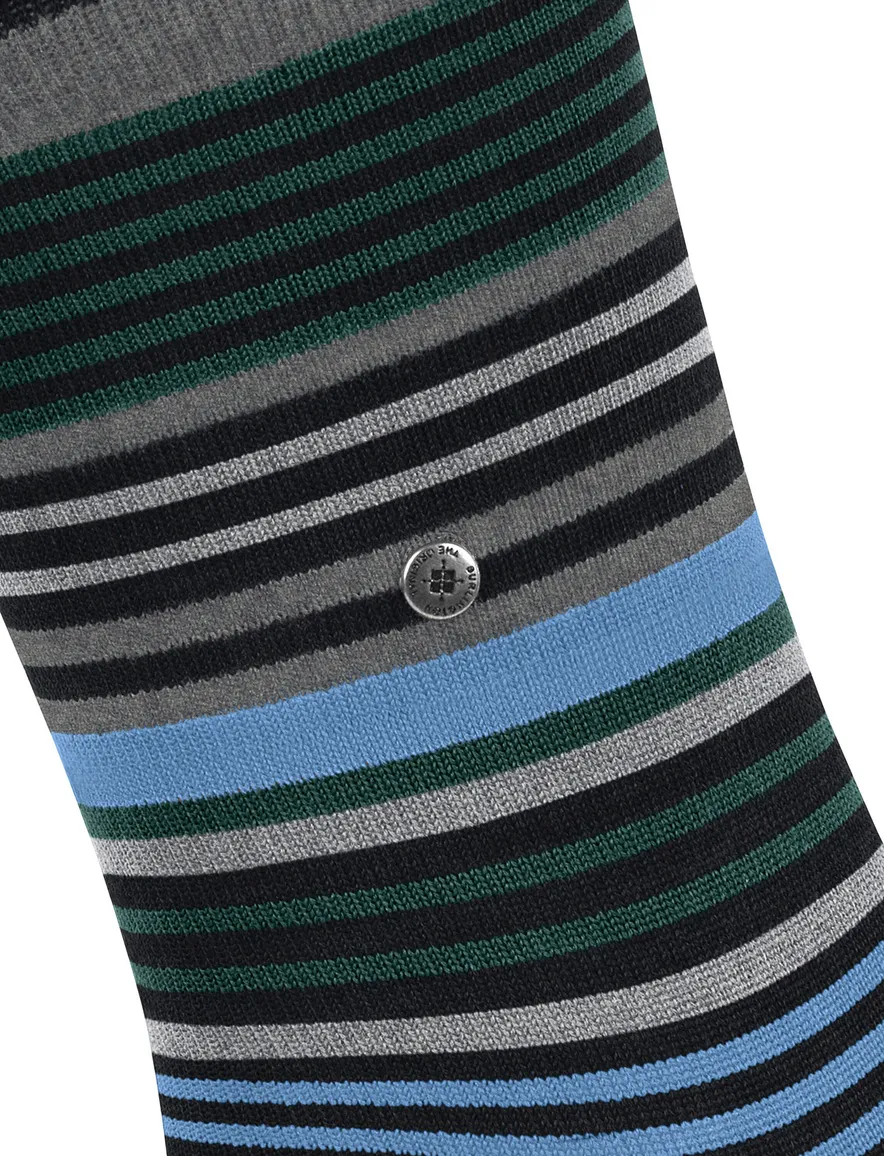 Burlington gestreepte sokken blauw en grijs