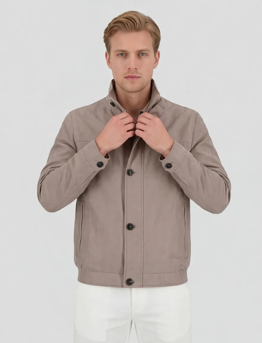 Beige zomerjas Bugatti wijde fit