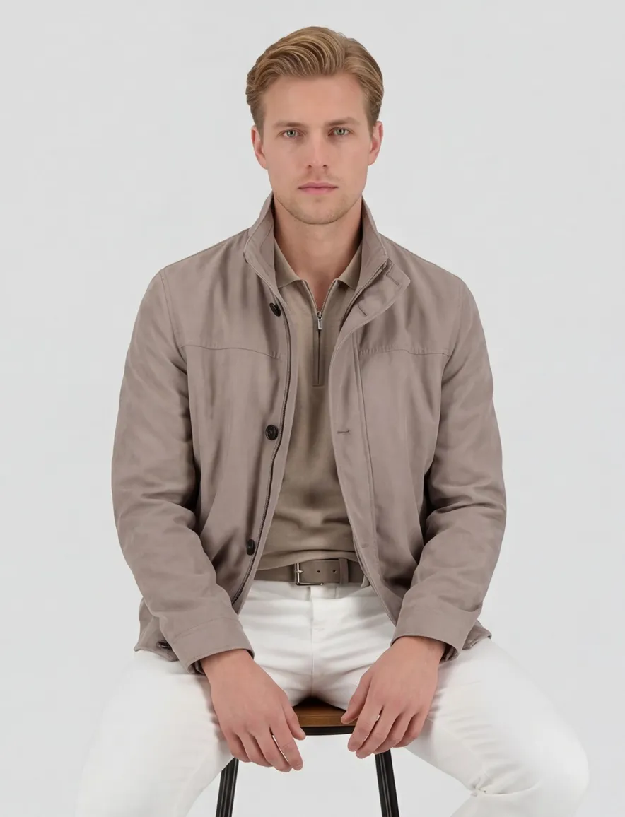 Beige zomerjas Bugatti wijde fit