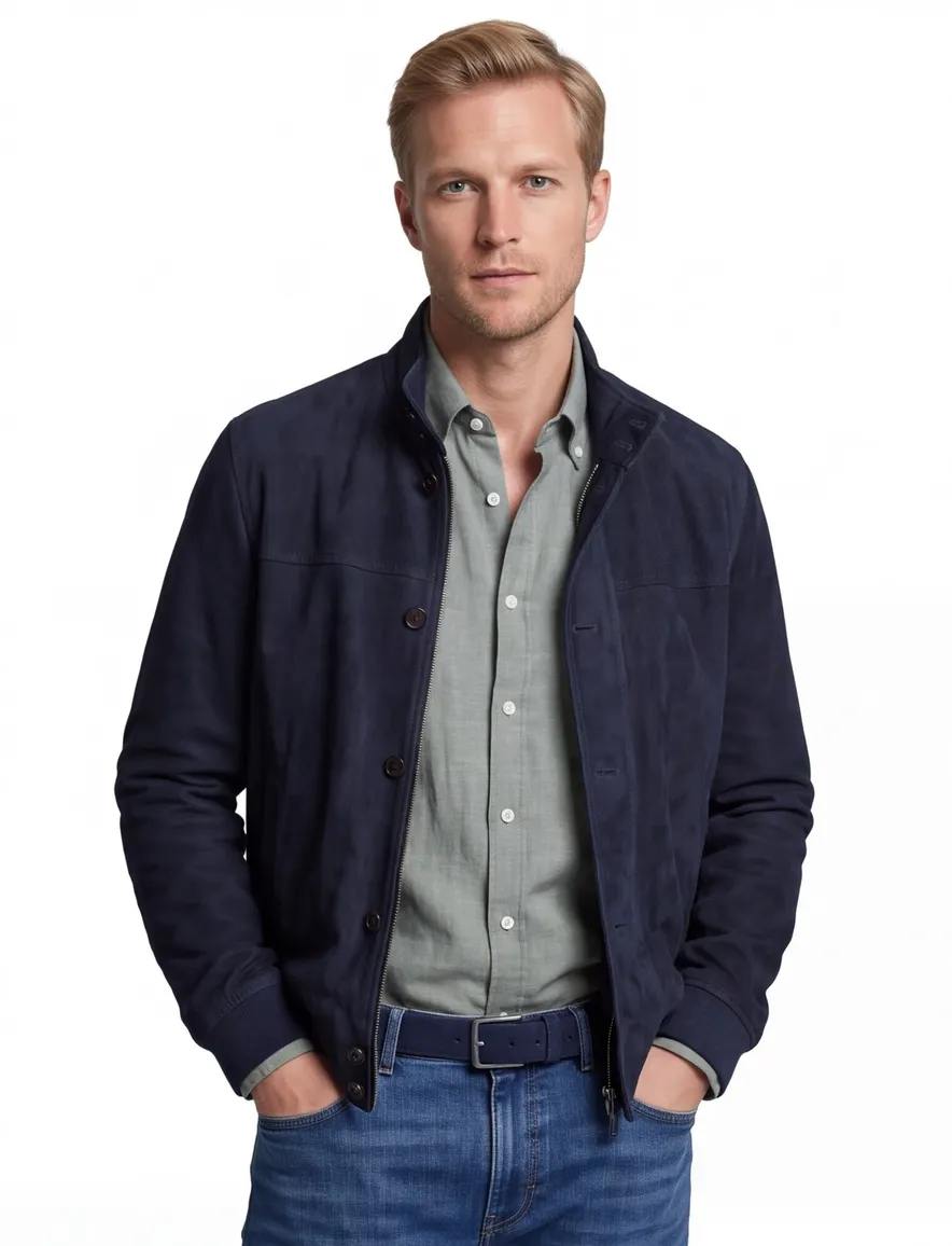 Bugatti jas donkerblauw effen