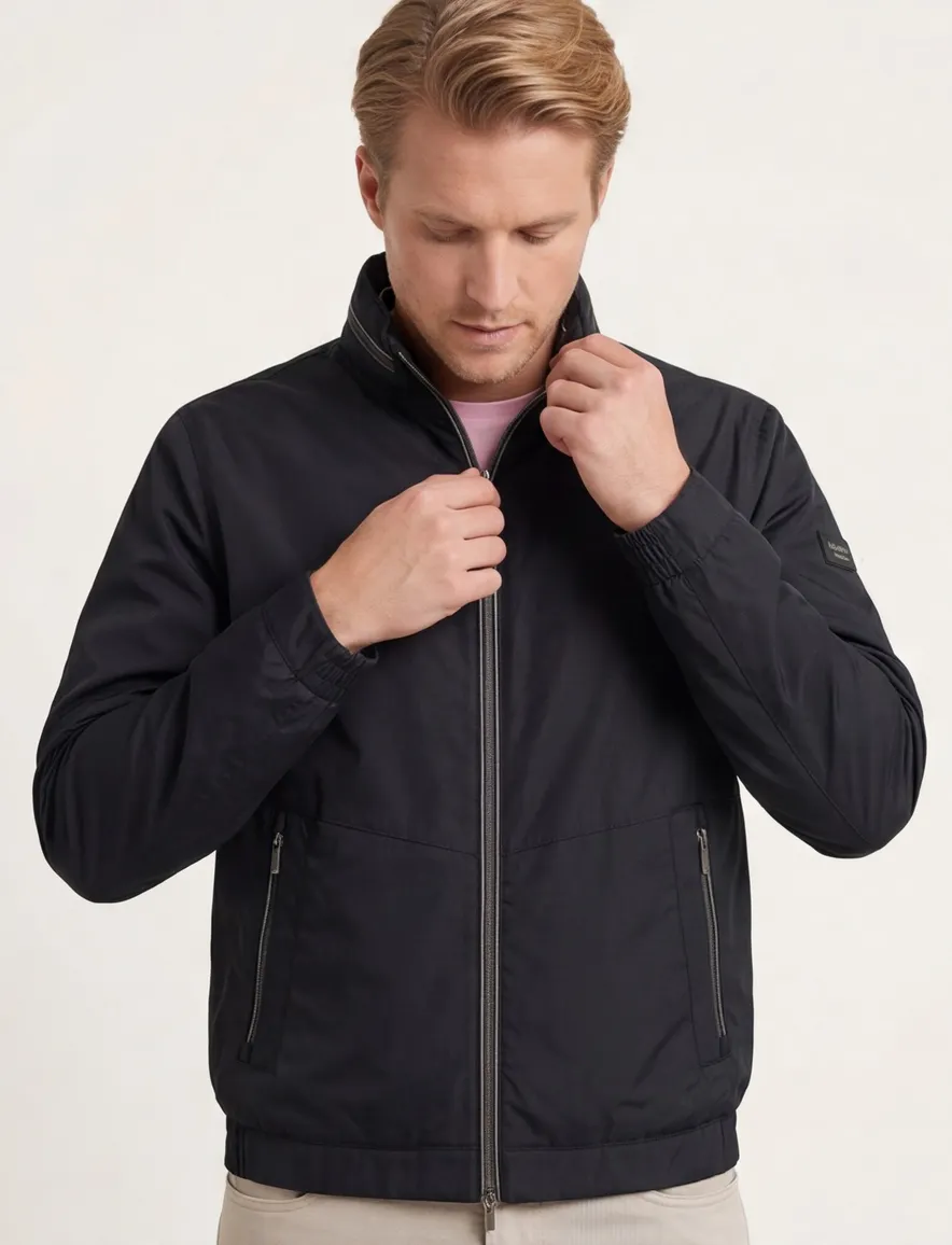 Donkerblauw zomerjas Bugatti wijde fit waterafstotend
