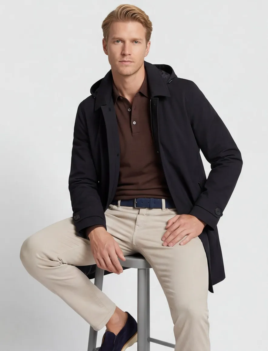 Navy tussenjas Bugatti wijde fit waterdicht