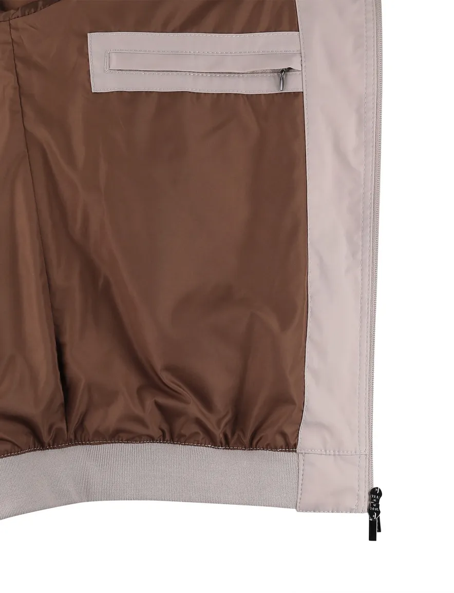 Bugatti zomerjas beige knoopzakken met rits katoen