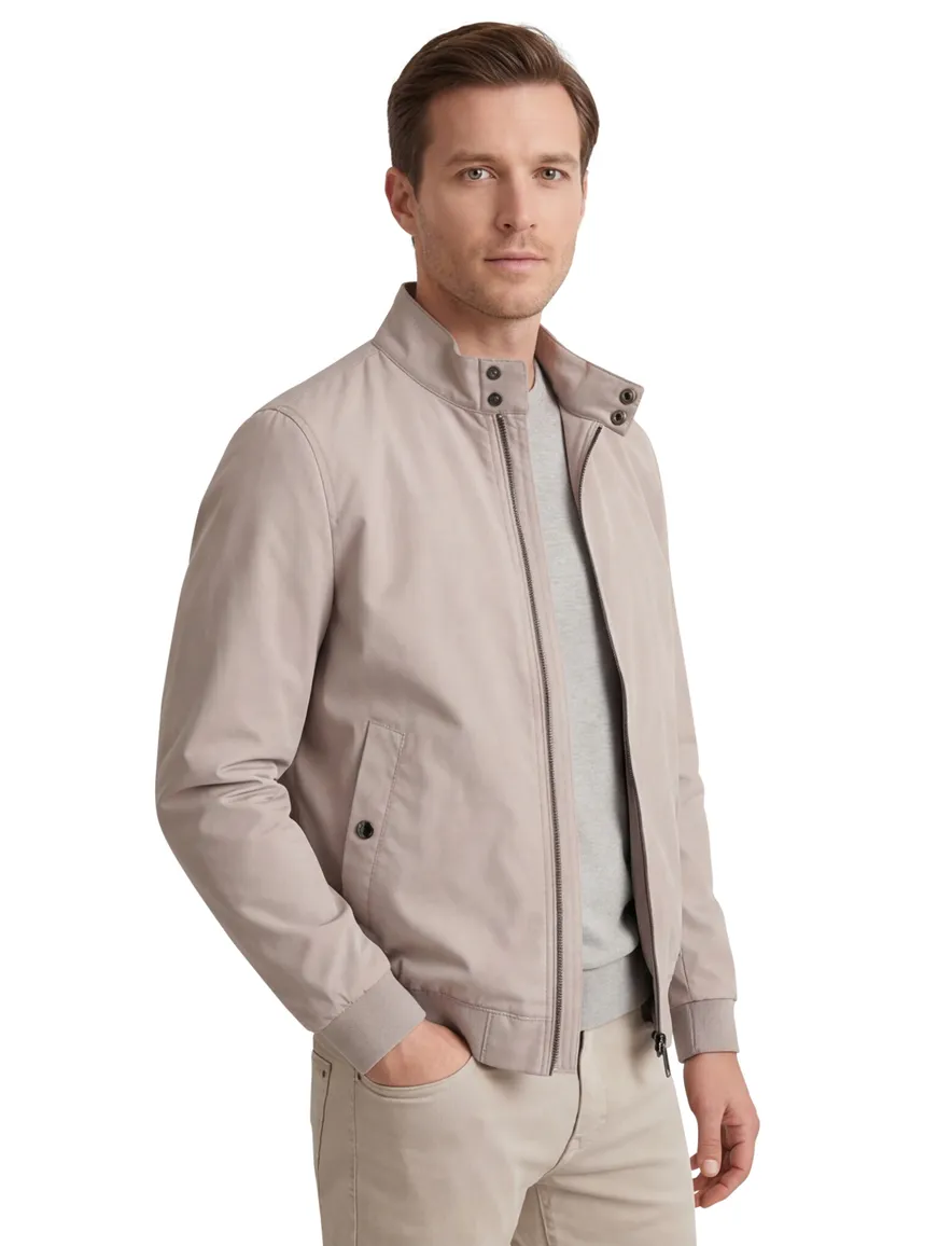 Bugatti zomerjas beige knoopzakken met rits katoen