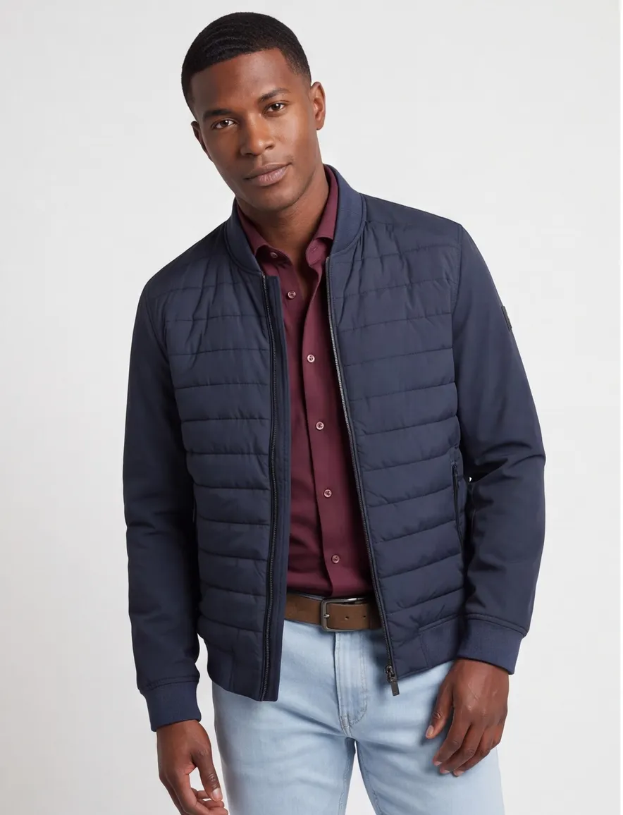 Bugatti jas donkerblauw gevoerd
