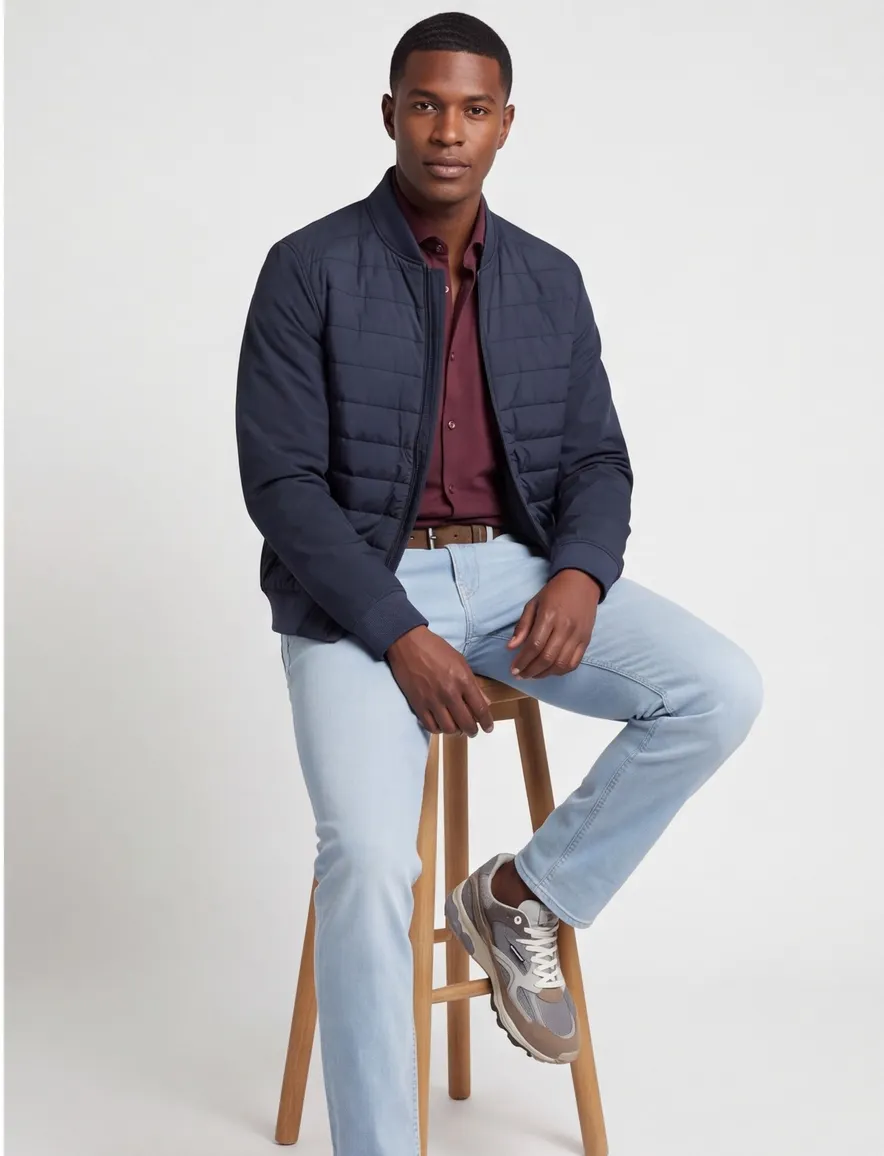 Bugatti jas donkerblauw gevoerd
