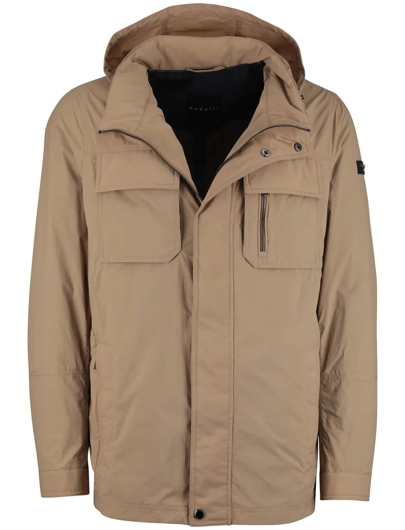 Zomerjas Bugatti camel wijde fit waterafstotend afneembare capuchon