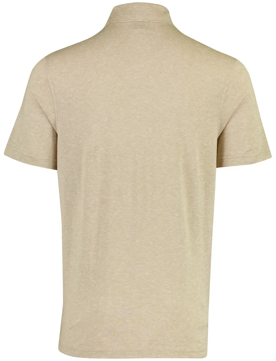 Bugatti poloshirt beige gemeleerd knopen linnen