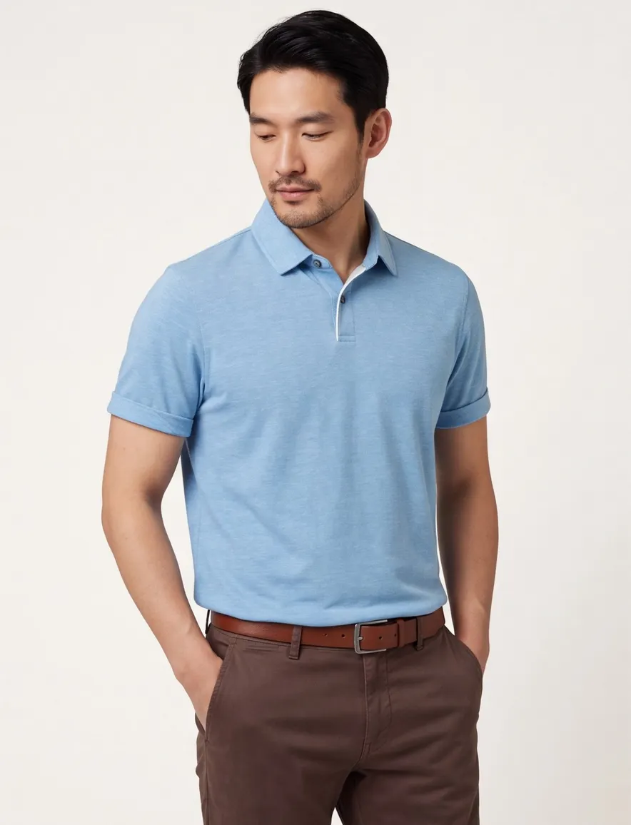 Poloshirt Bugatti blauw gemêleerd katoen