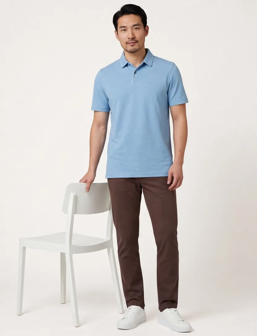 Poloshirt Bugatti blauw gemêleerd normale fit