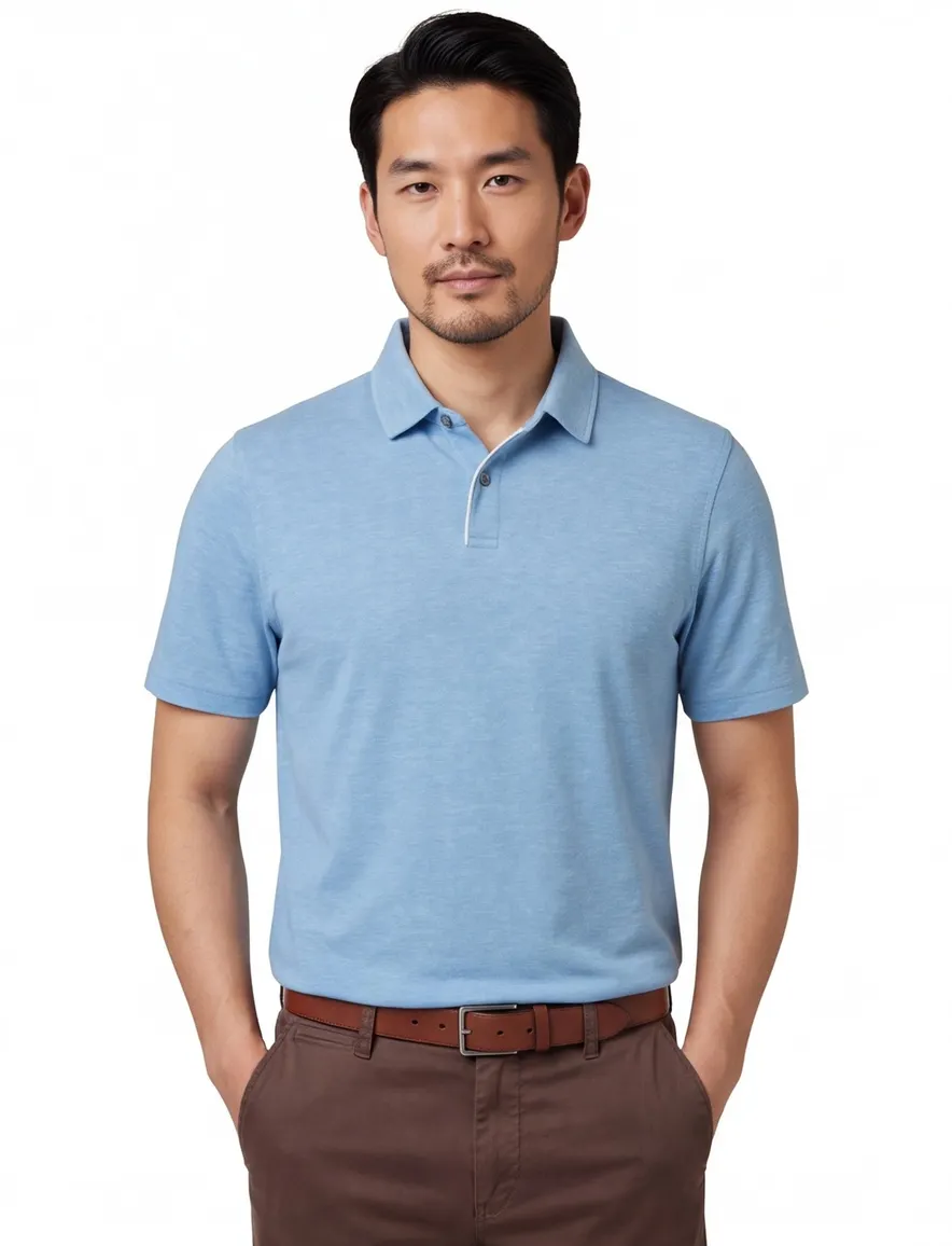 Poloshirt Bugatti blauw gemêleerd katoen