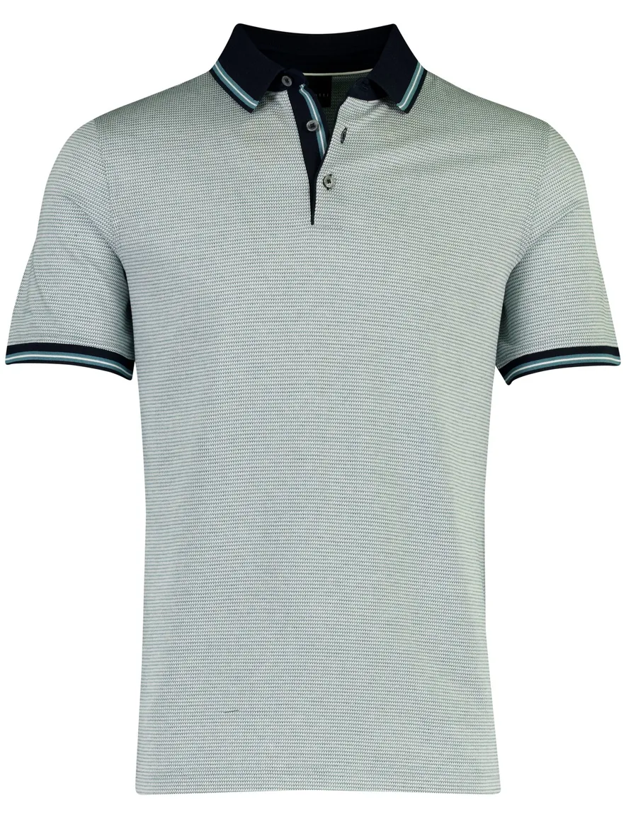 Blauw Bugatti poloshirt strepen donkere mouwrand