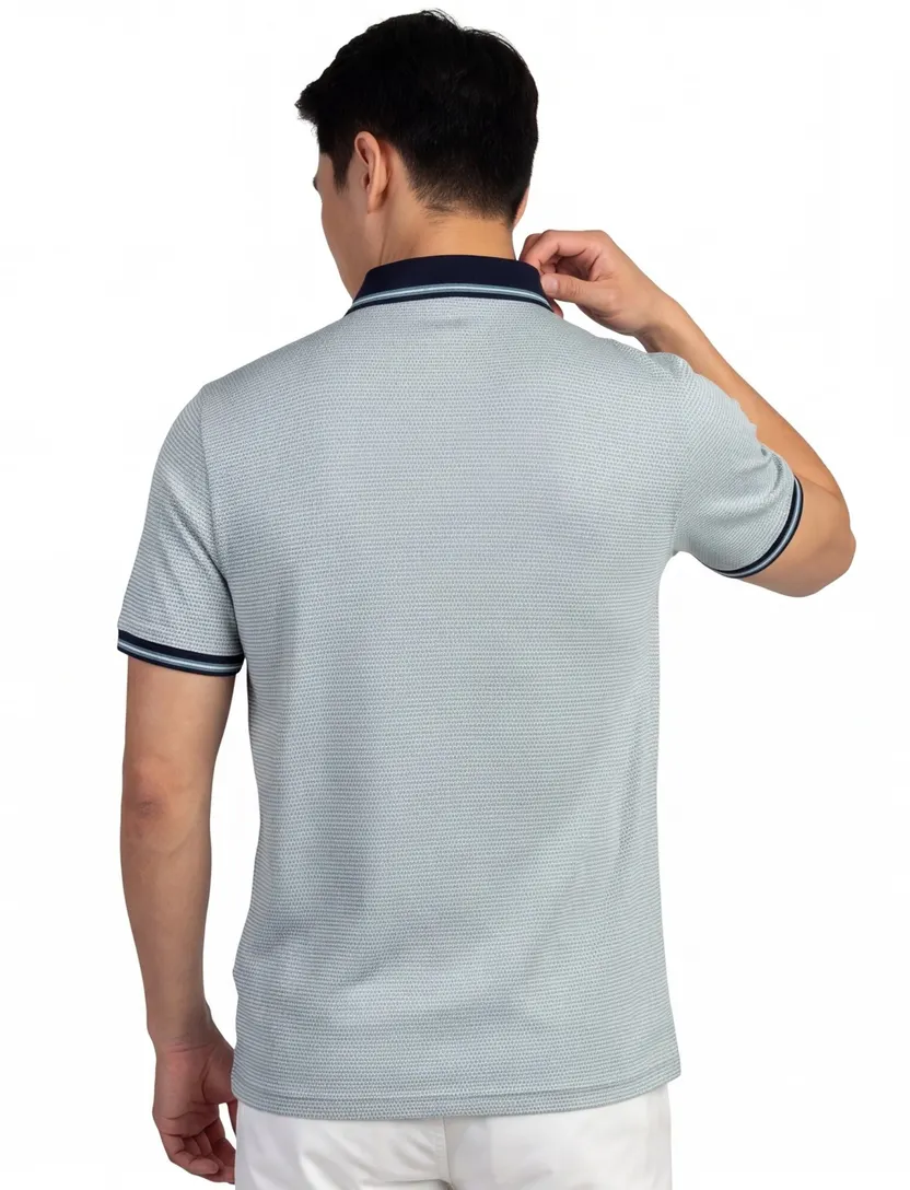 Poloshirt Bugatti blauw streepmotief kraag donker