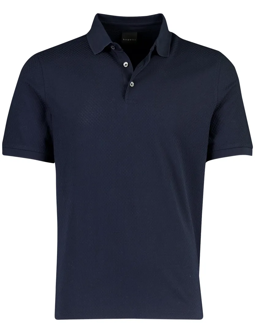 Bugatti poloshirt geruit donkerblauw katoen wijde fit