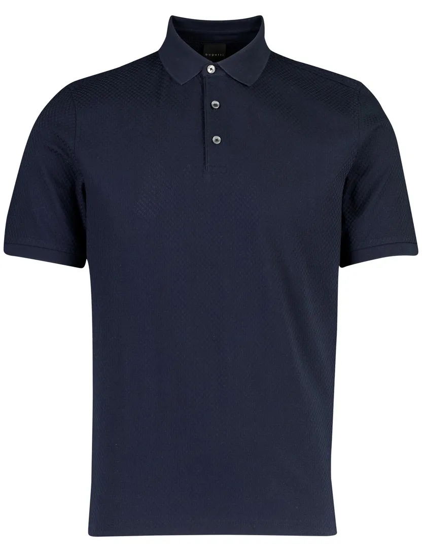 Bugatti poloshirt geruit donkerblauw katoen wijde fit