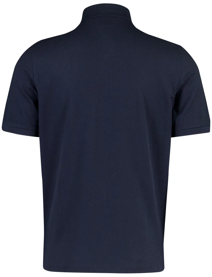 Poloshirt Bugatti donkerblauw geruit wijde fit
