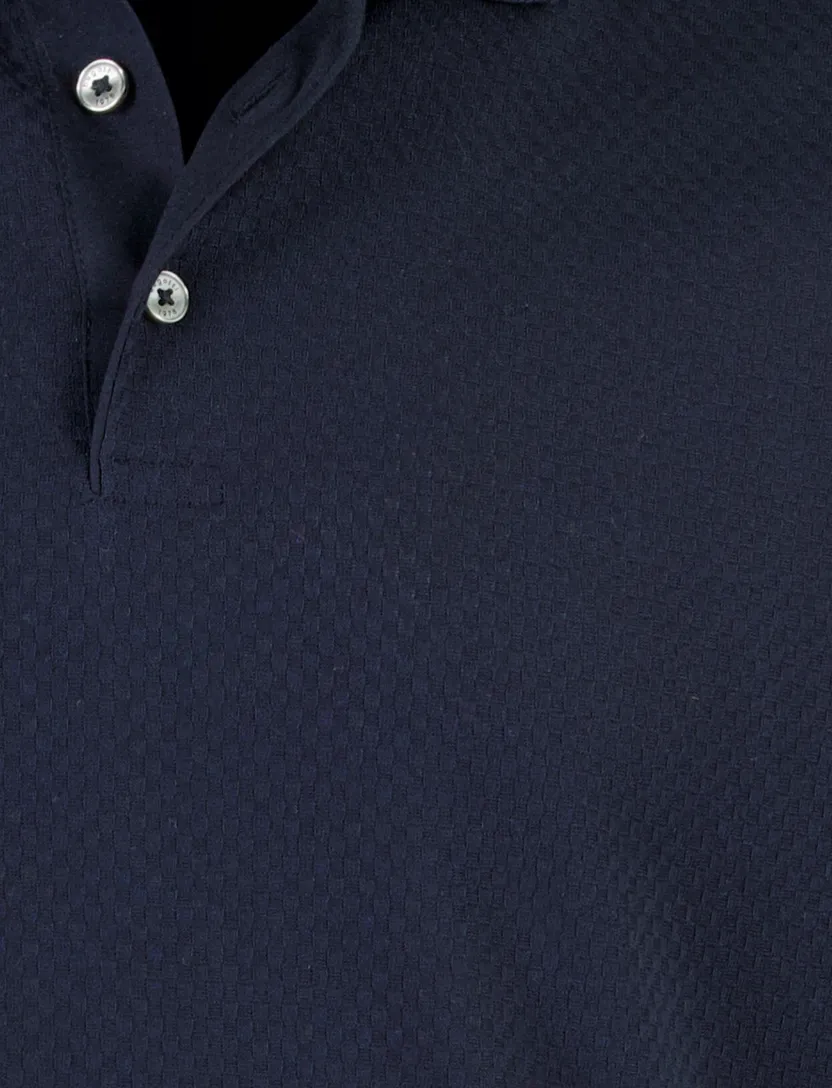 Bugatti poloshirt geruit donkerblauw katoen wijde fit
