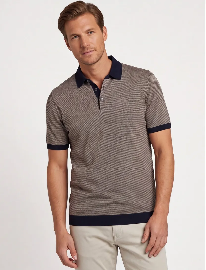 Bugatti poloshirt navy geprint 100% katoen