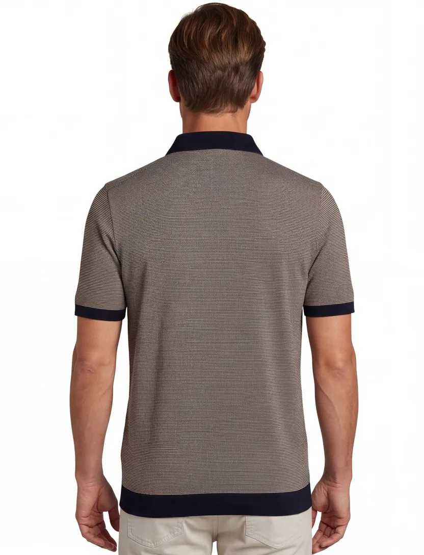 Bugatti poloshirt navy geprint 100% katoen