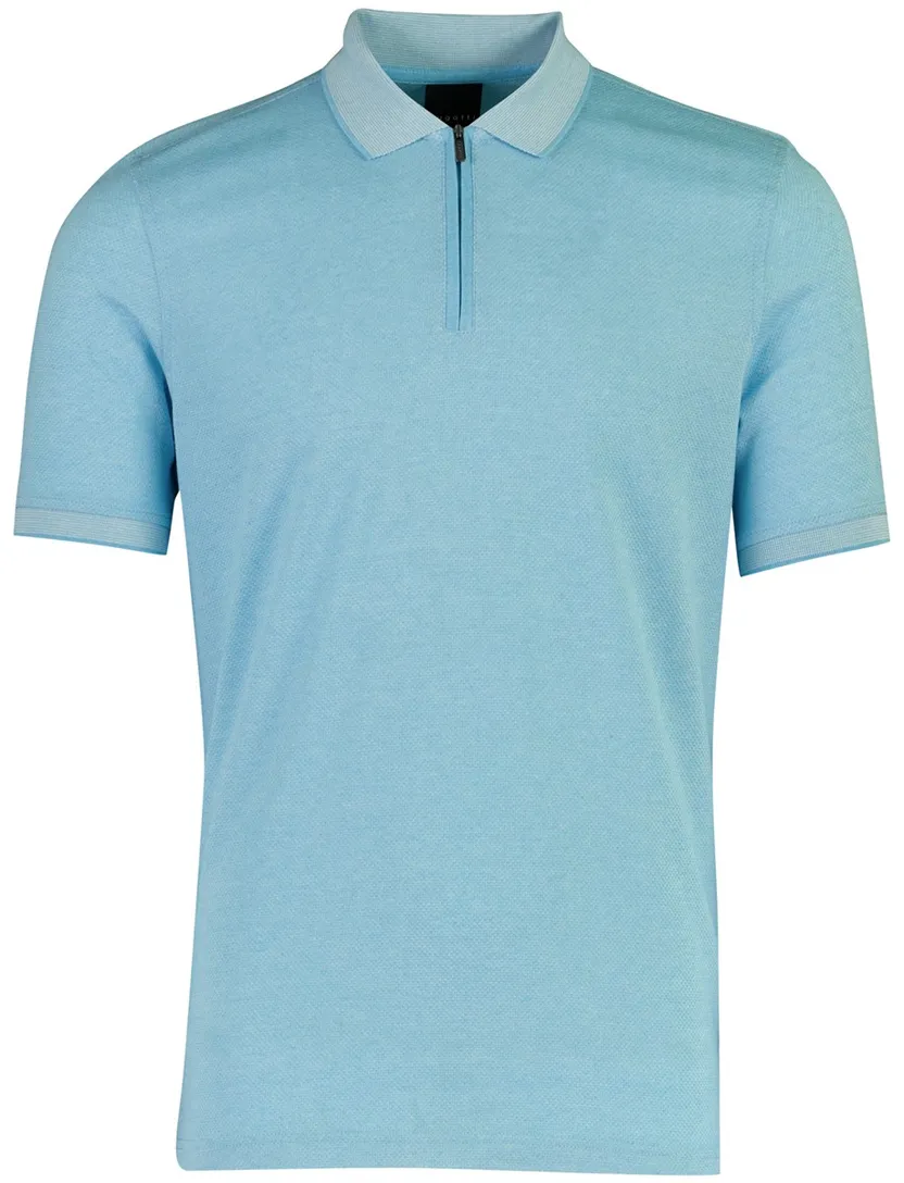 Poloshirt Bugatti blauw met rits wijde fit
