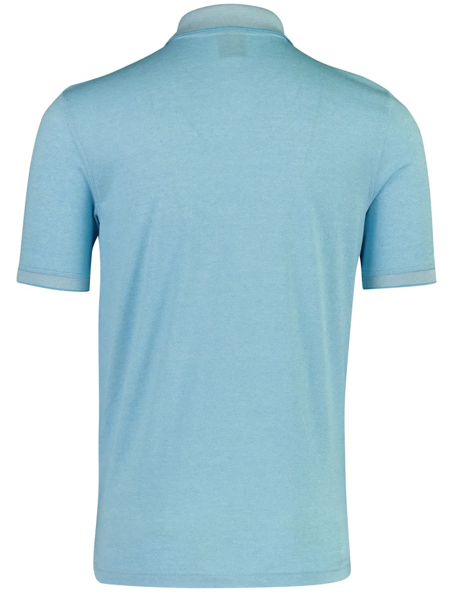 Bugatti poloshirt blauw wijde fit rits korte mouw