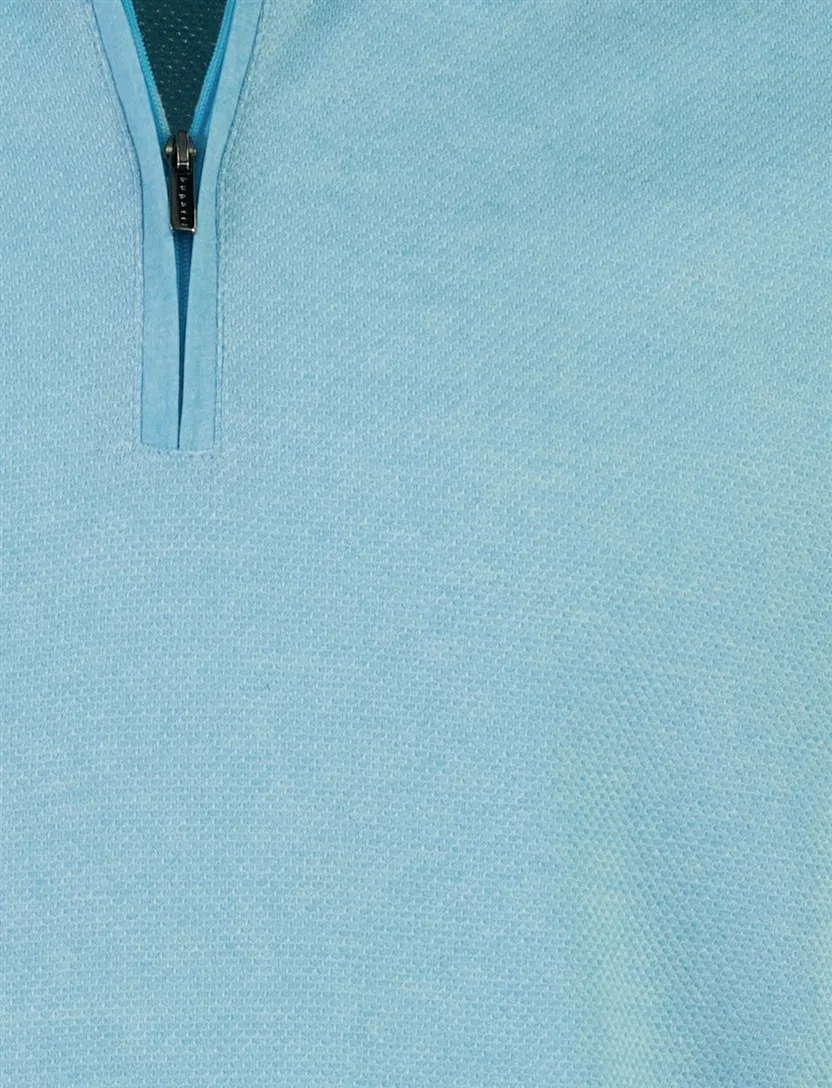 Poloshirt Bugatti blauw met rits wijde fit