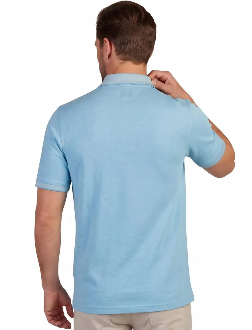 Blauw poloshirt Bugatti korte mouw met rits korte mouw