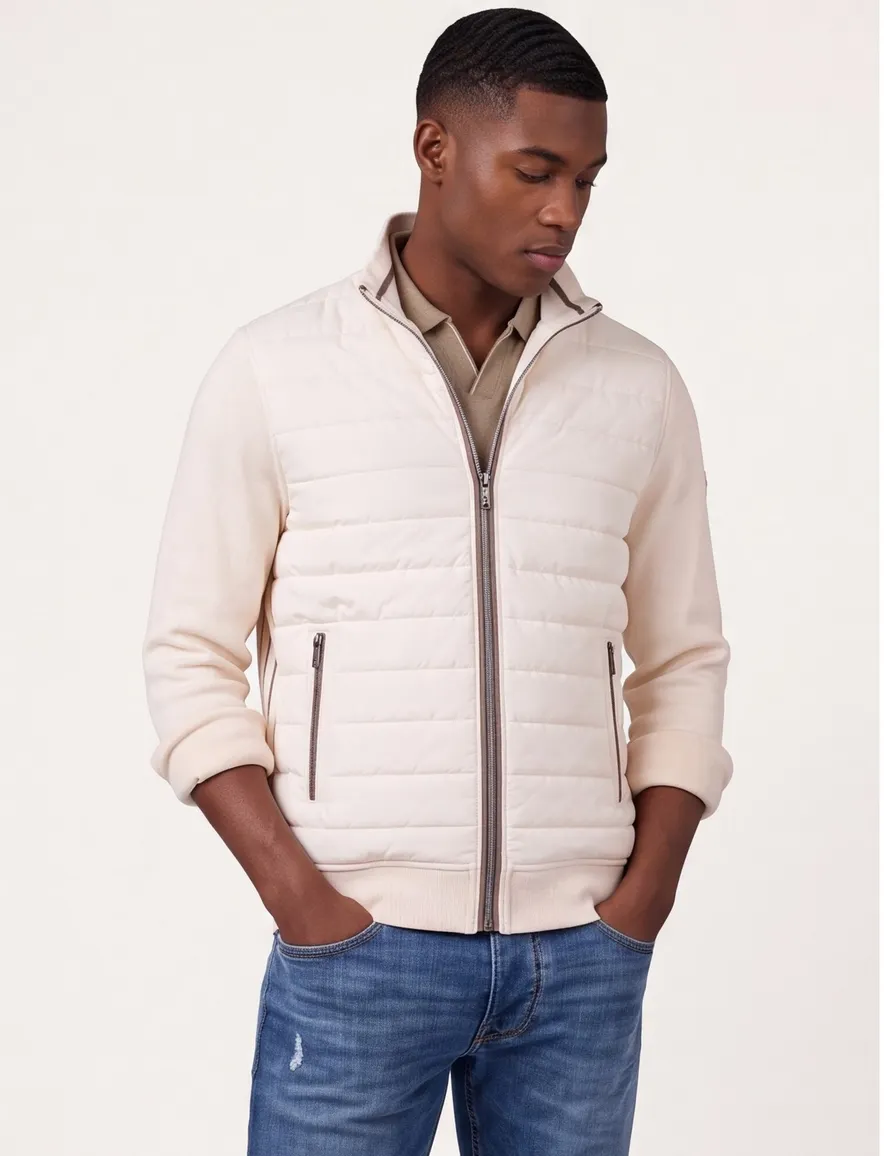 Bugatti vest katoen beige wijde fit