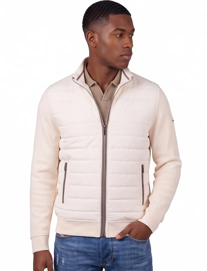 Bugatti vest katoen wijde fit beige outdoor