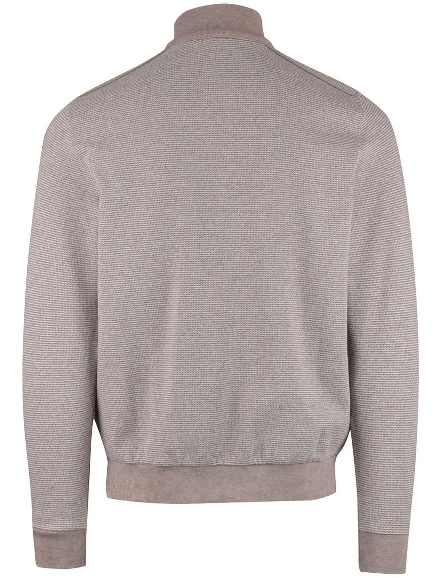 Grijze half zip trui Bugatti streepmotief