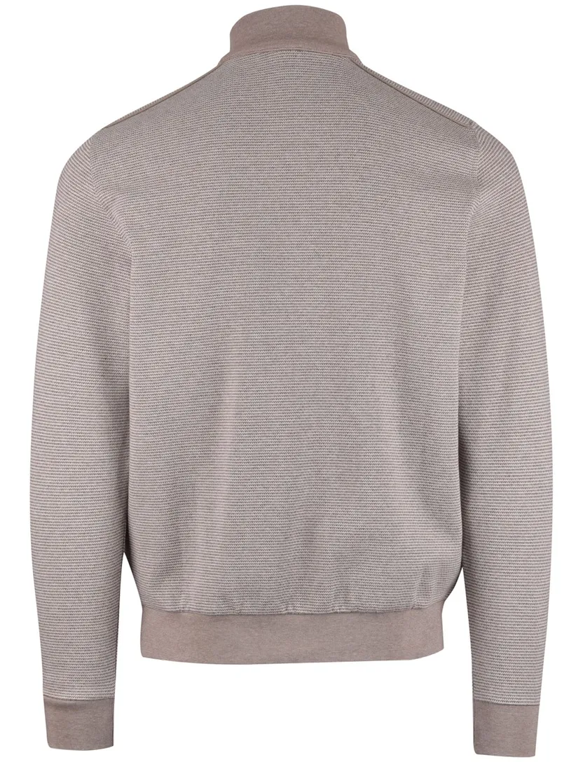 Half zip trui Bugatti grijs wit gestreept